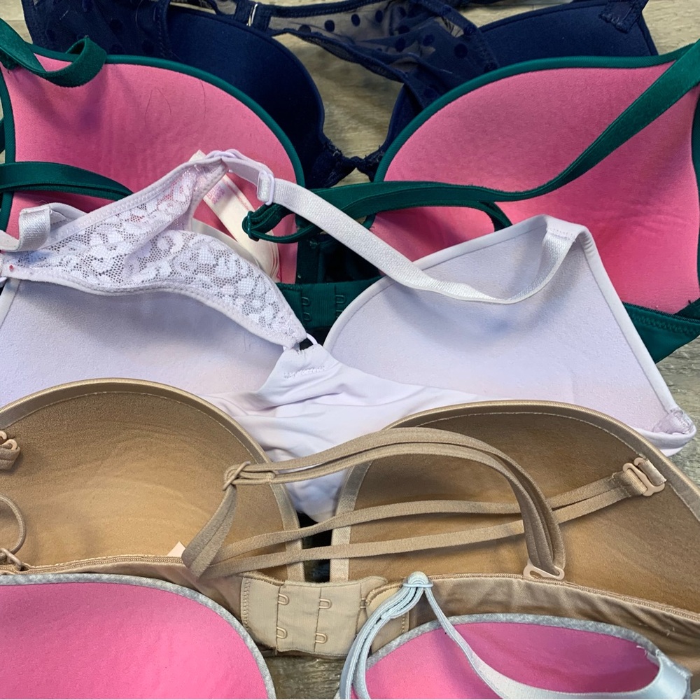 Victoria Secret PINK Bundle 5 T Shirt Variety Bras Wear Everywhere Push Up - Picture 9 of 13